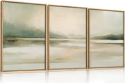 Large Neutral Abstract Framed Canvas Wall Art Set 3 Modern Minimal Decor