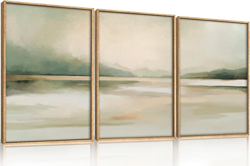 Large Neutral Abstract Framed Canvas Wall Art Set 3 Modern Minimal Decor
