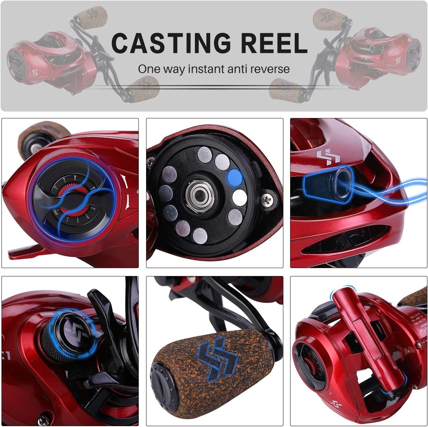 8.0:1 Baitcaster Rod Reel Combo 2.1m Carbon Fibre M/MH Set