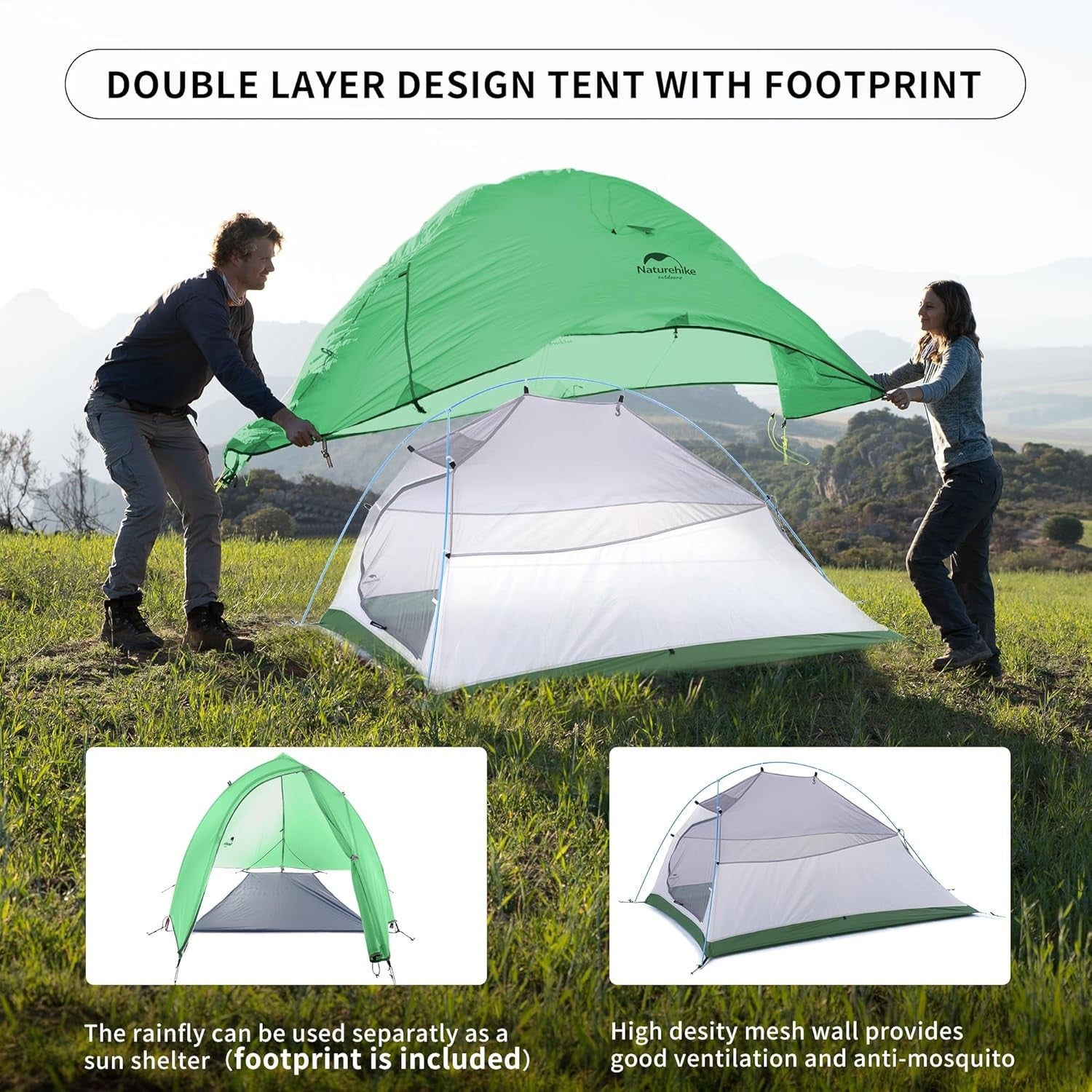 2 Person Lightweight Backpacking Tent 3-4 Season Waterproof