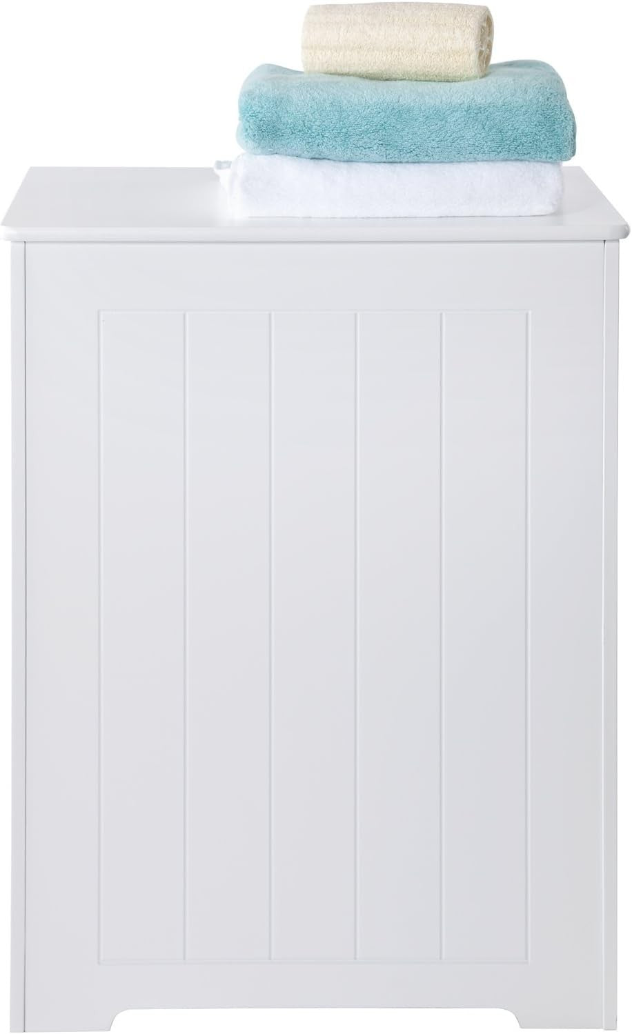 Large White Laundry Bin with Stay-Open Lid – 90L Freestanding Bathroom Hamper