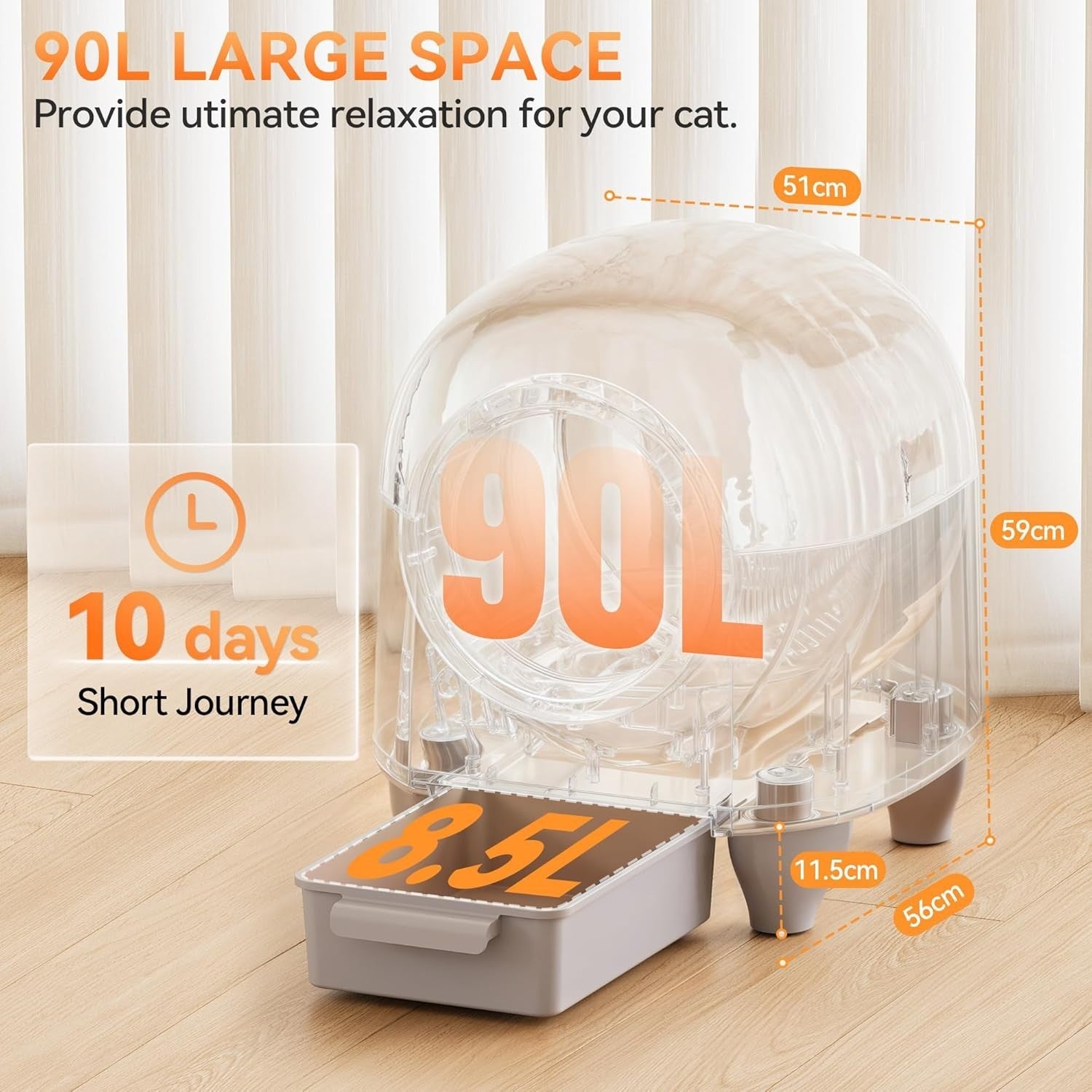 Self Cleaning Cat Litter Box 90L XXL APP Control Multi Cat Smart
