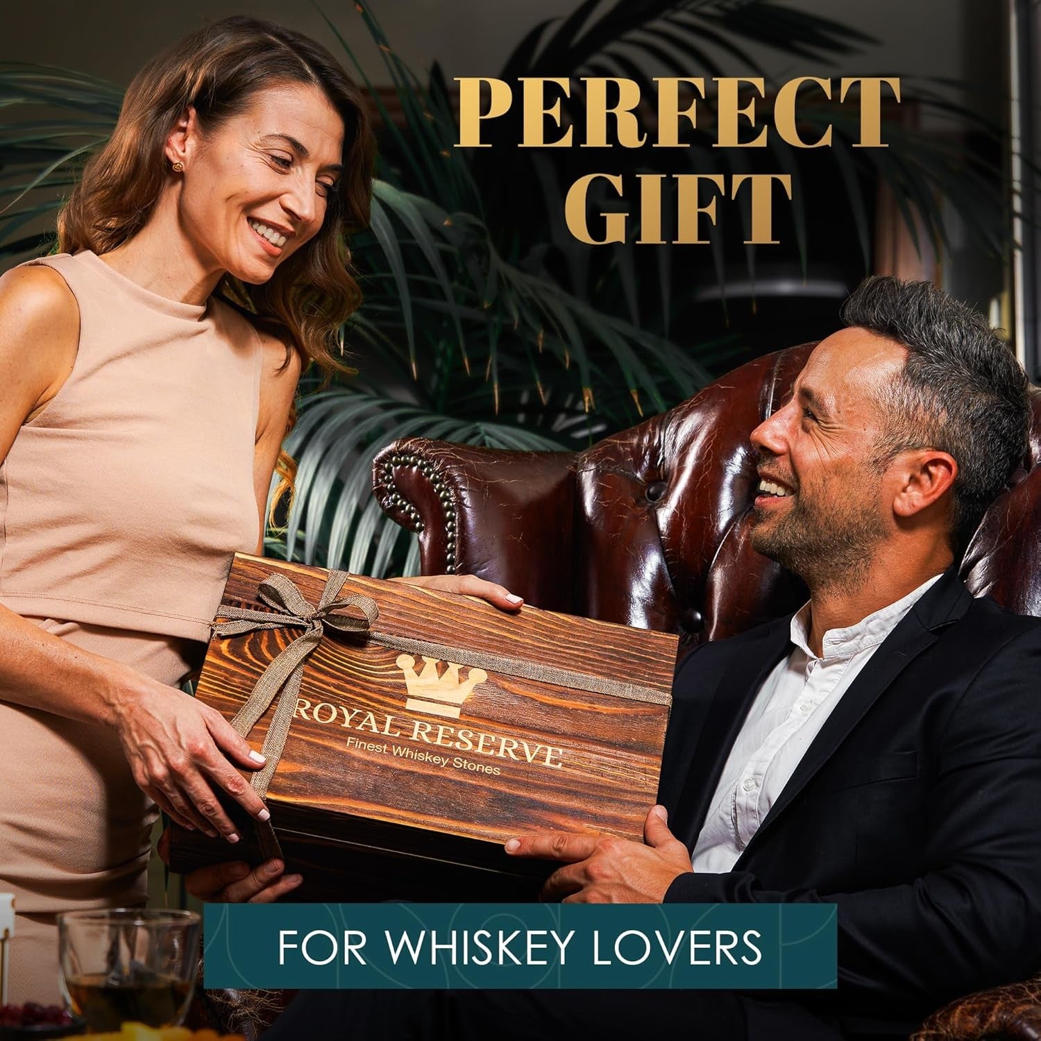 Premium 1000ml Twisted Whisky Decanter Set with Glasses Stones & Wooden Box