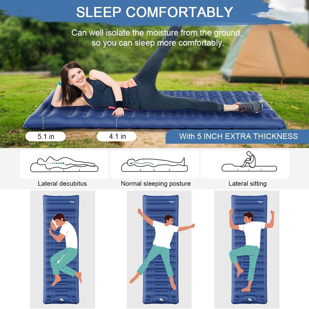 Ultralight Inflatable Camping Sleeping Pad with Built-In Foot Pump – Waterproof