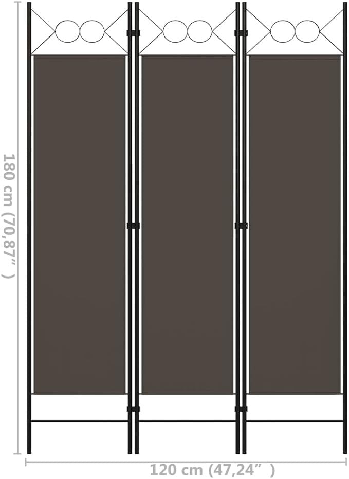 Anthracite Grey 3 Panel Room Divider 180cm Folding Privacy Screen