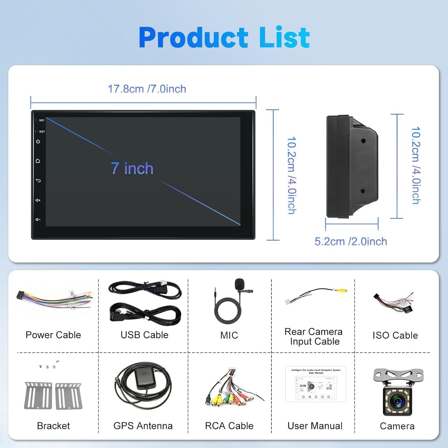 7" Android Car Stereo Double Din GPS Radio Bluetooth WiFi MP5