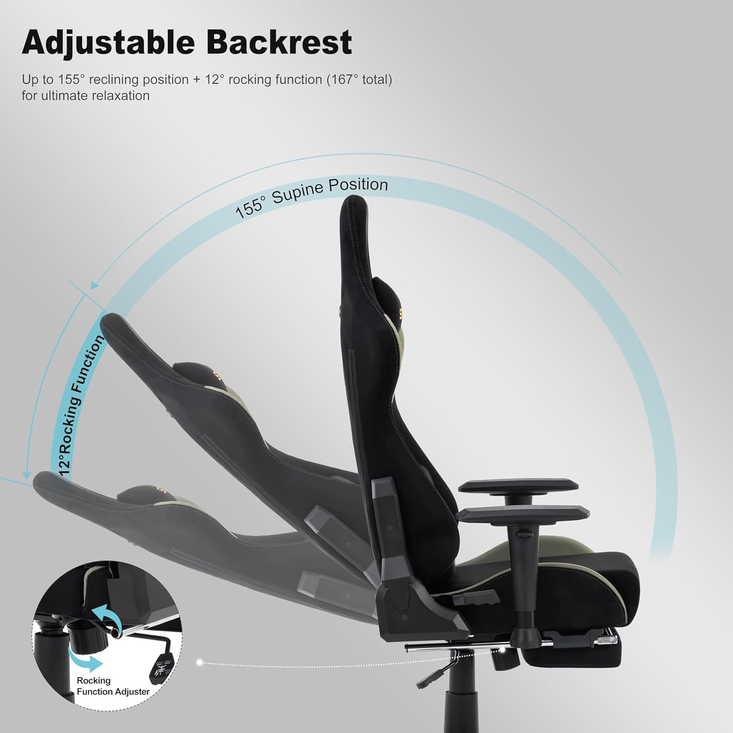 Ergonomic Gaming Chair with Footrest & Lumbar Support – Adjustable Computer Seat