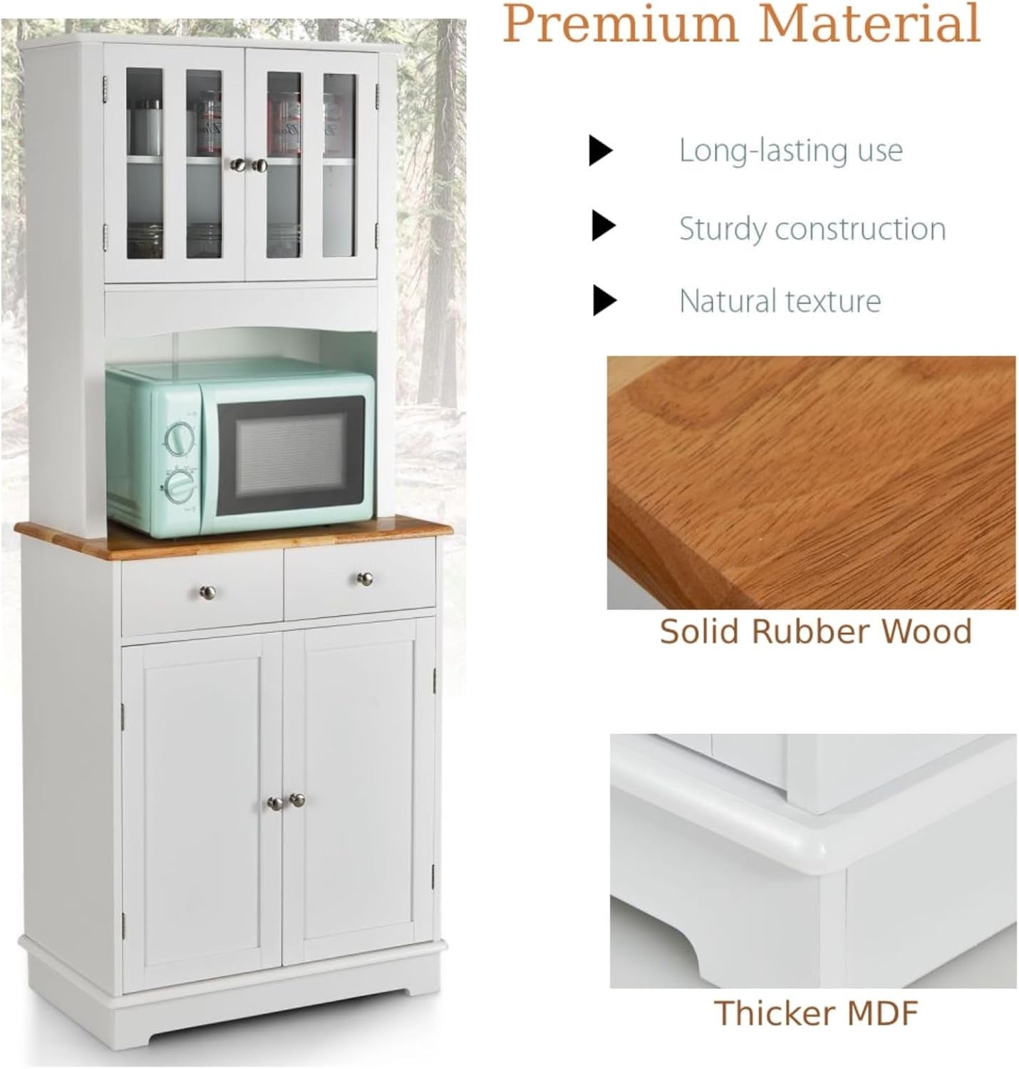 White 170cm Tall Kitchen Cupboard 4-Door 4-Drawer Adjustable Shelves