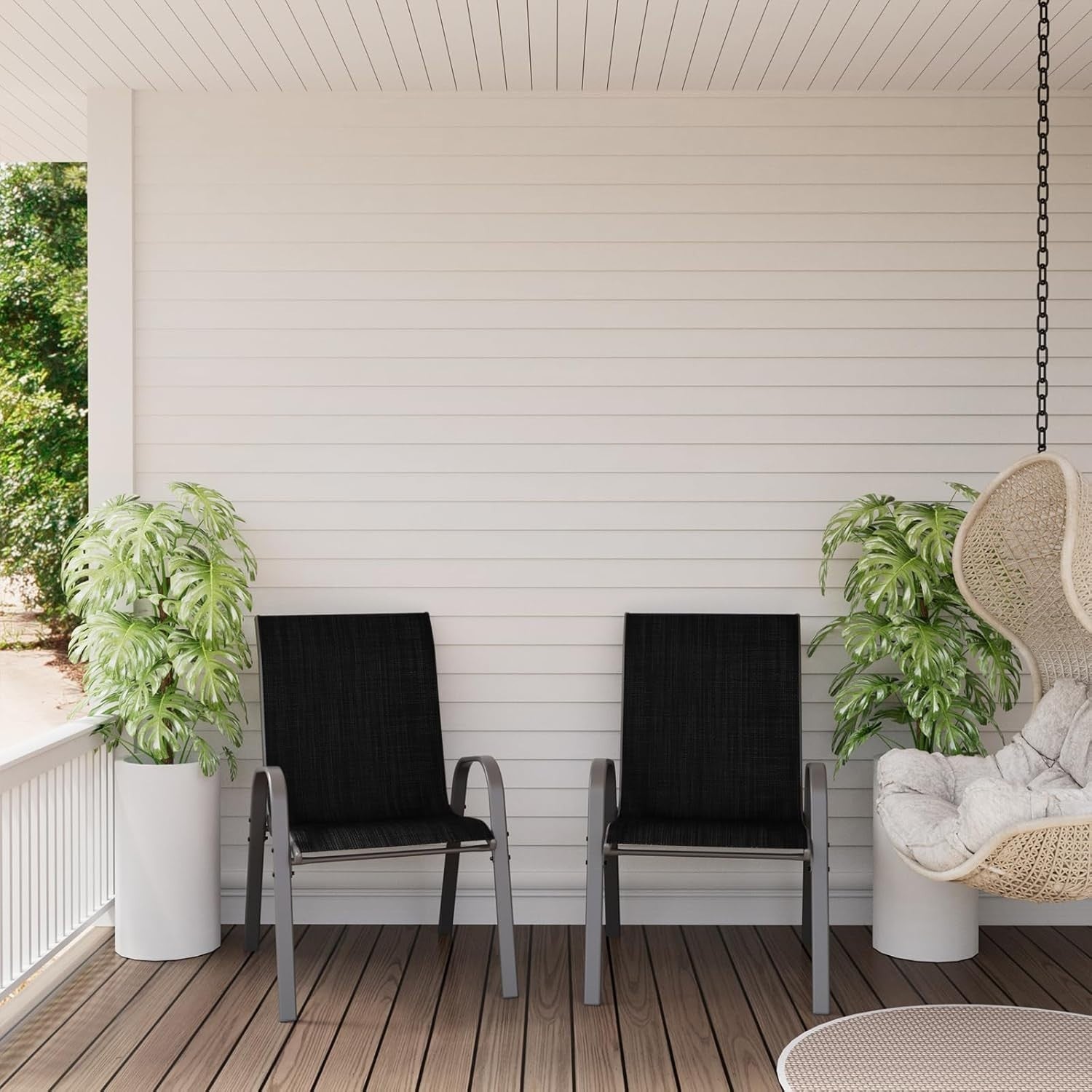 Stackable Outdoor Garden Chairs Set of 4 | Weatherproof Patio Dining Seats