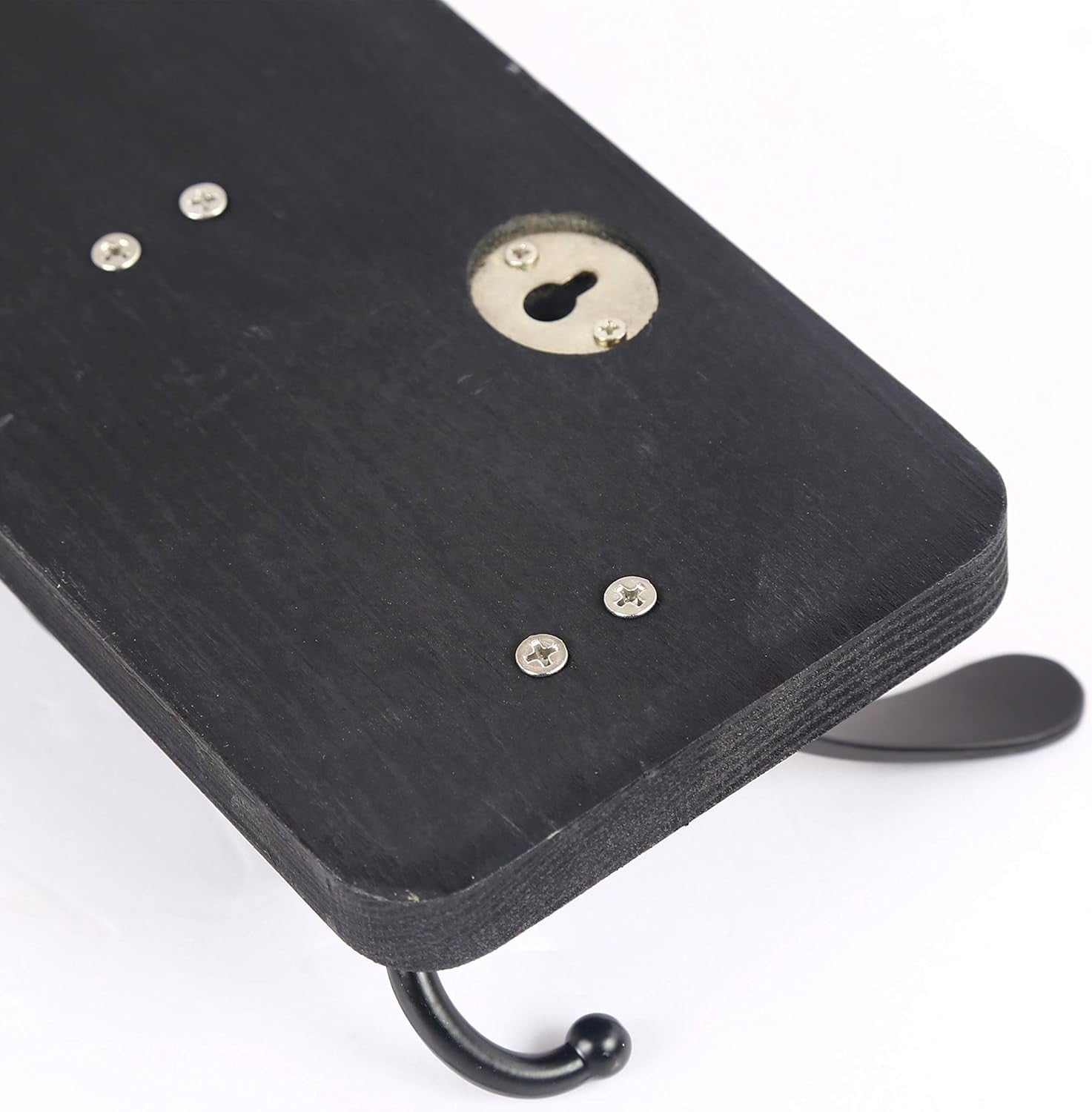 Set of 2 Black Wooden Wall Coat Racks | Heavy Duty 5 Triple Hooks Rustic Organiz