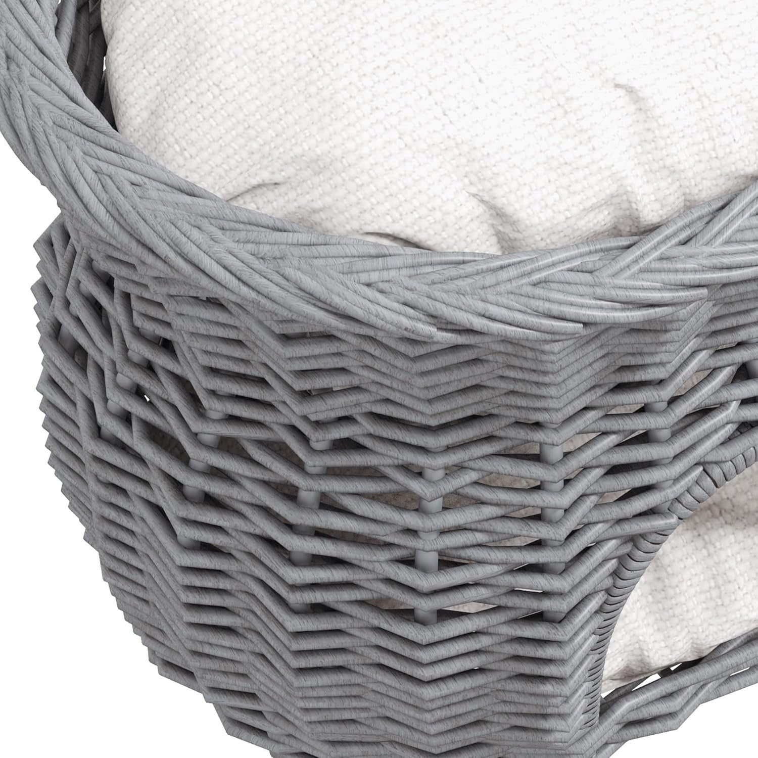 2 Tier Wicker Cat House Elevated Bed Basket Cave w Washable Cushions