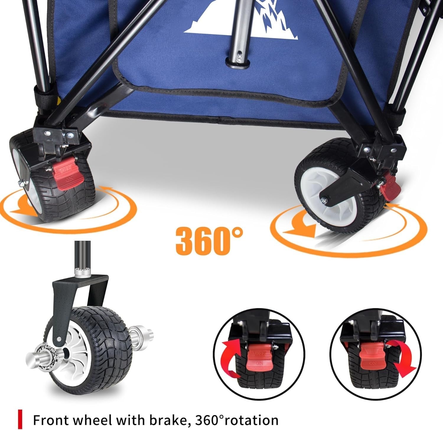 445L Extra Large Folding Wagon Heavy Duty All-Terrain Cart w/ Canopy & Brakes