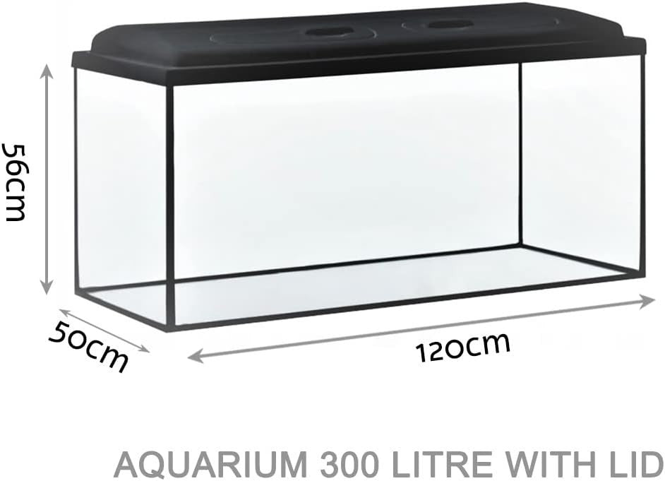 300L Glass Aquarium Fish Tank With LED Lid Large Tropical Display