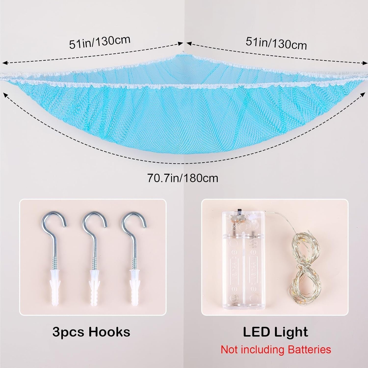Stuffed Animal Toy Hammock with LED Light – Corner Net Storage Organizer