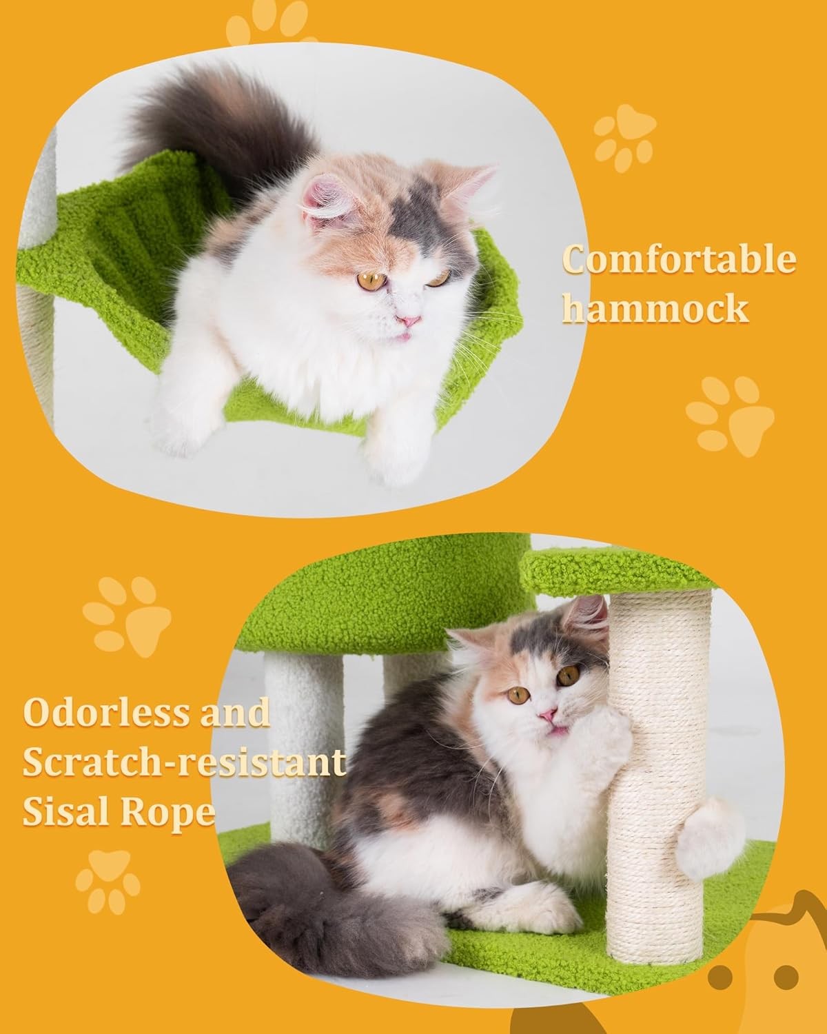 Cute Cat Tree Tower 104cm Scratching Post Condo Hammock for Indoor Cats