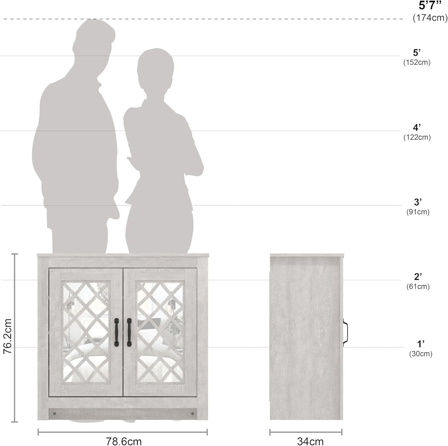Modern 12 Pair Shoe Cabinet with 2 Doors & Adjustable Shelves – Dusty Grey