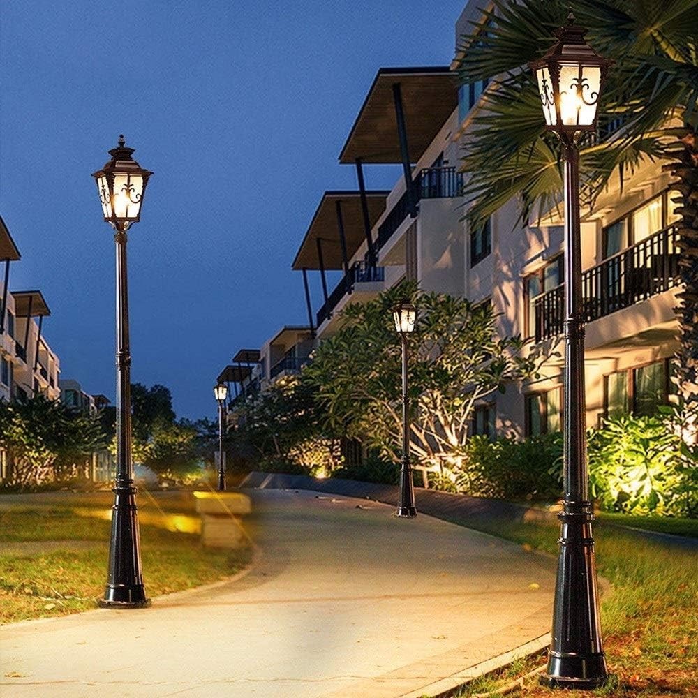 85cm Black Outdoor Lamp Post Light E27 Garden Pillar Lantern