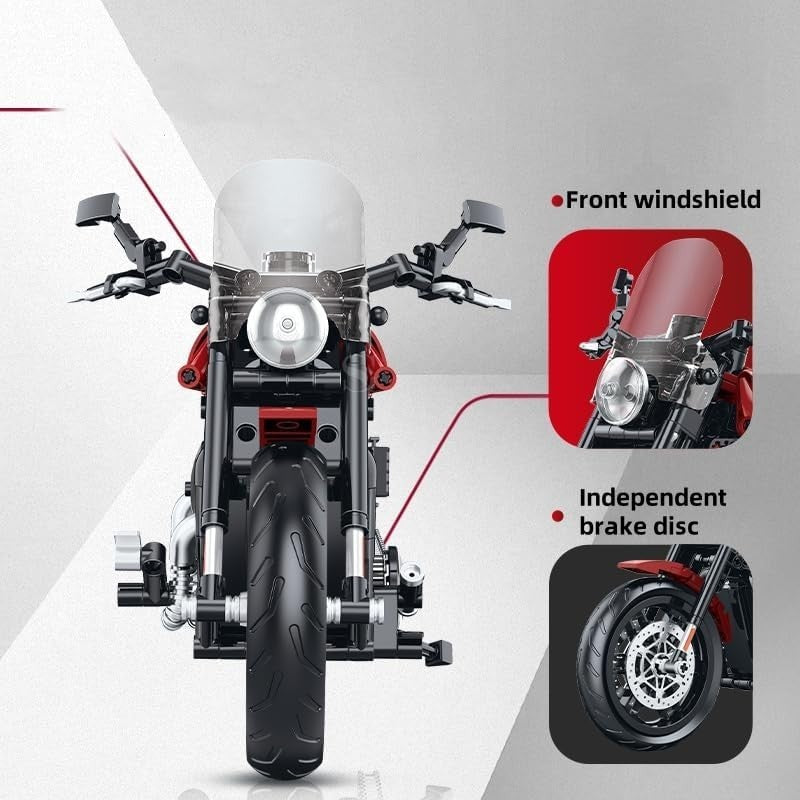 1:8 Scale Motorcycle Building Blocks Toy Kit - 542 PCS, Realistic Model, Educati