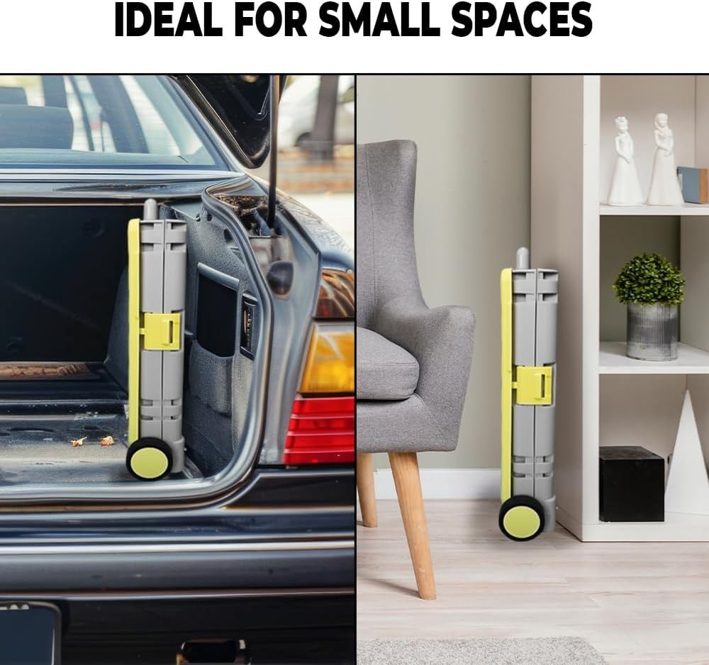 50L Foldable Shopping Trolley Cart with 2 Wheels & Telescopic Handle Yellow