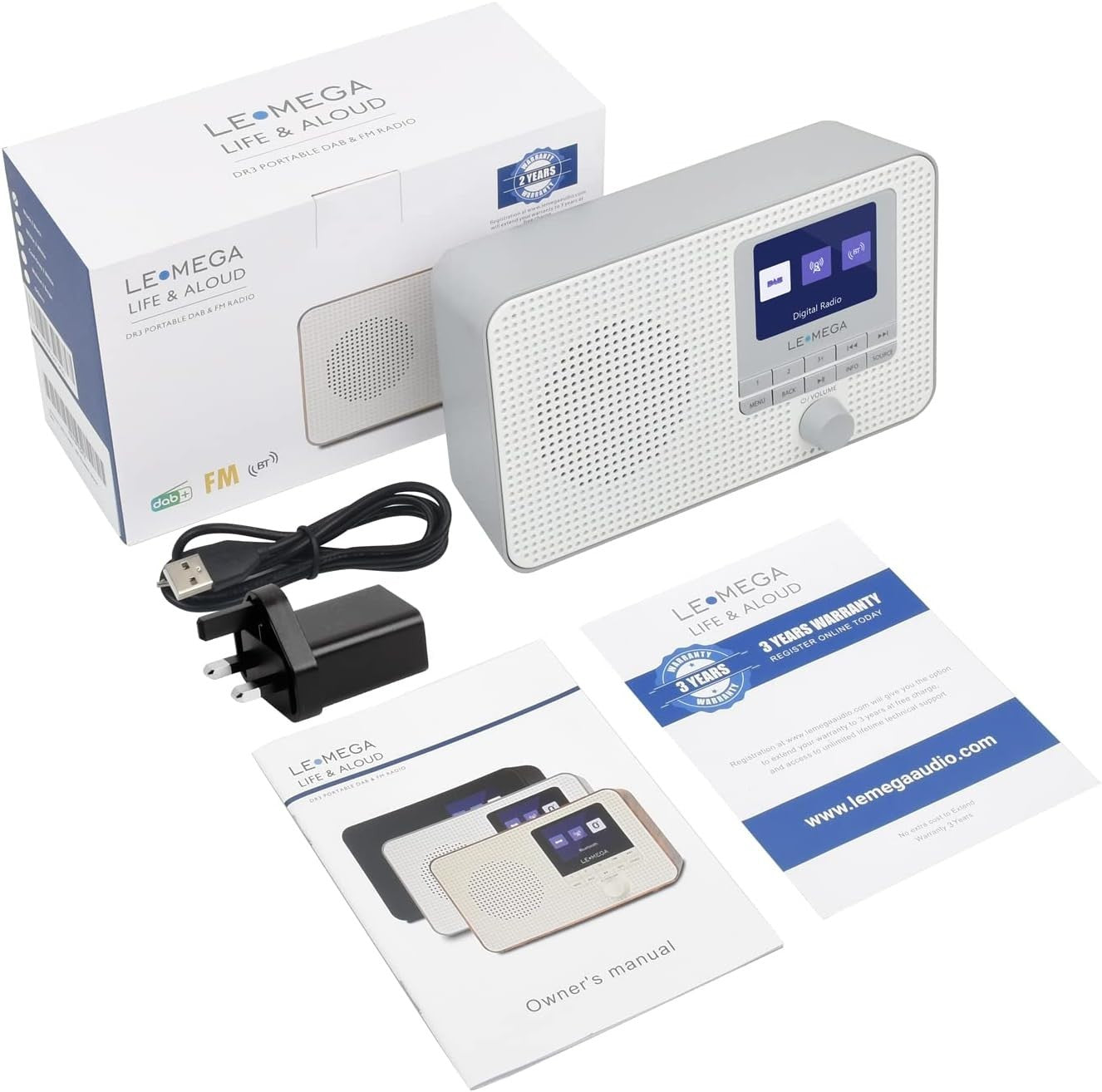 Portable DAB+ FM Radio Bluetooth TFT Colour Display Dual Alarm