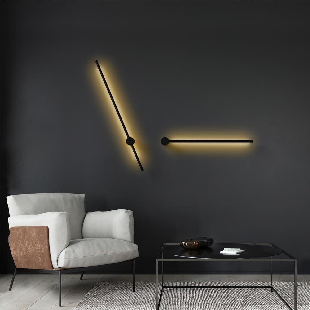 Modern LED Indoor Wall Light 120cm Warm Light Black Aluminum