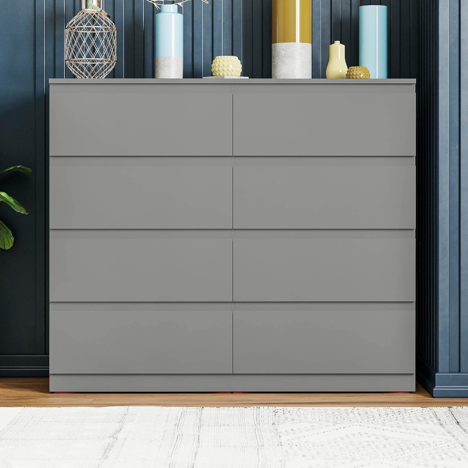Modern 8 Drawer Chest Storage Unit Grey – Space-Saving, Durable, Wall Mount