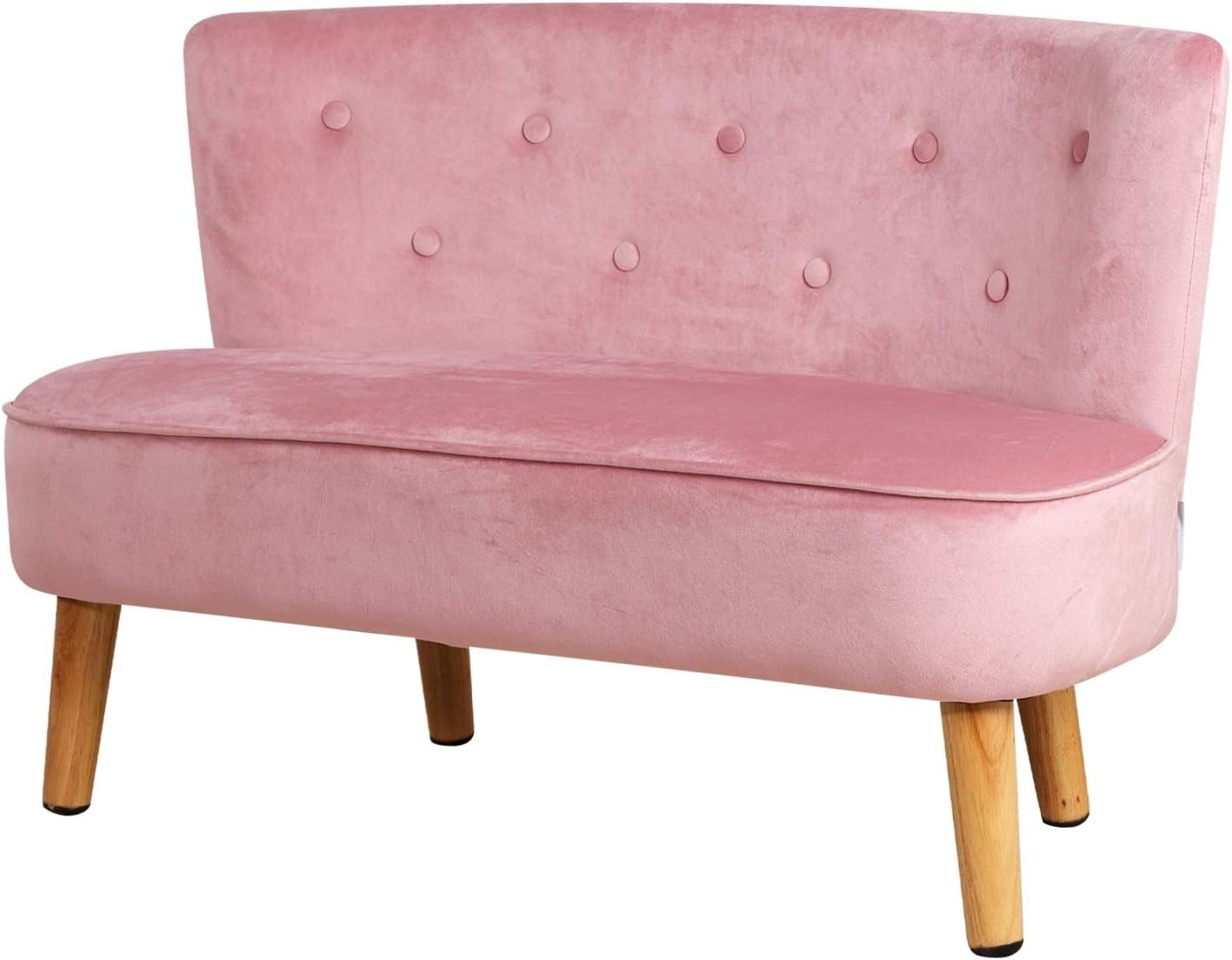Soft Velvet Kids Sofa, 2-Seater Play Couch for Toddlers, Compact 90.5x44.5x57.5c