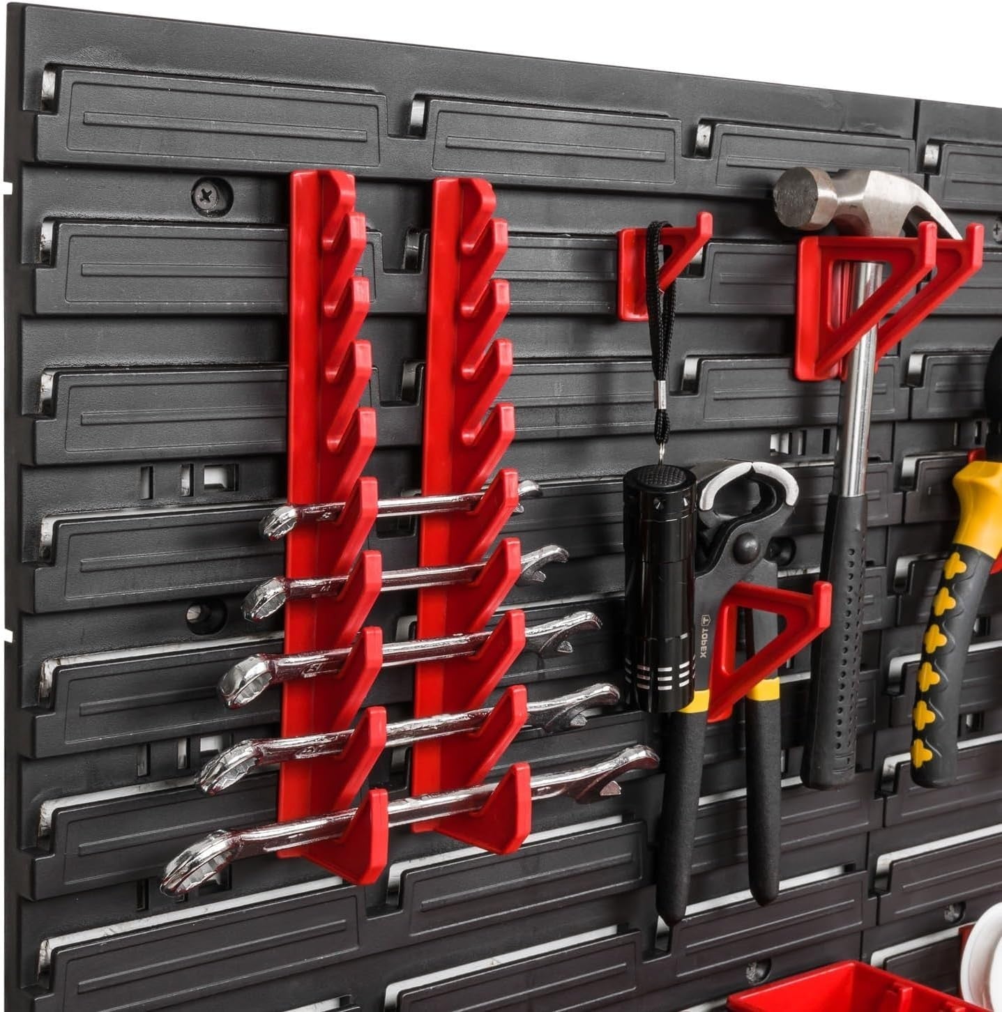 Wall Mounted Workshop Tool Organizer Storage Bins Pegboard Set