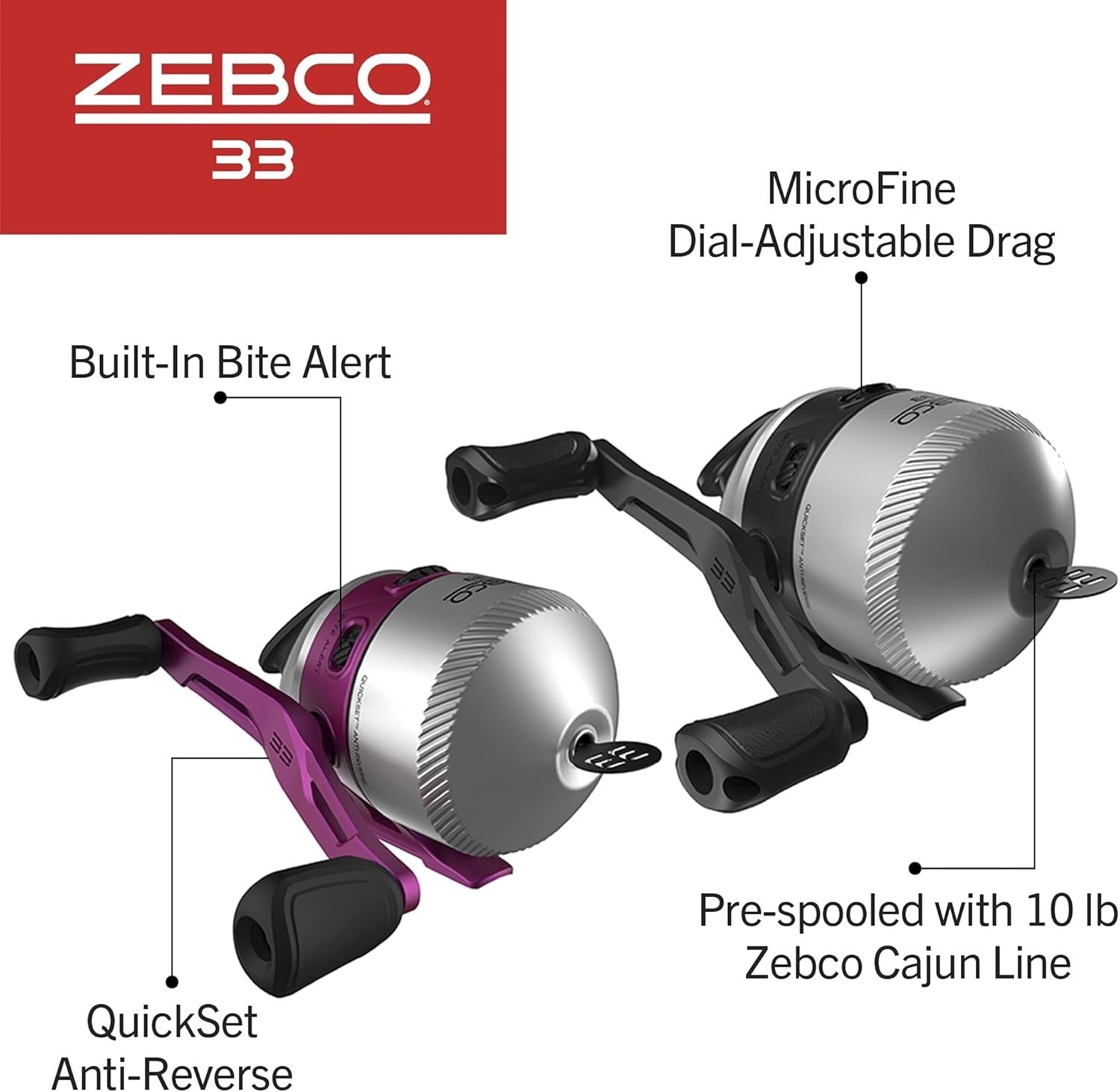 Zebco 33 Fishing Rod & Spincast Reel Combo | 5' Fiberglass Panfish Bass Trout