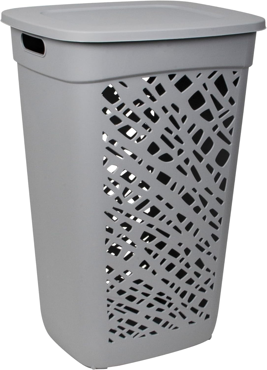 60L Dark Grey Laundry Hamper with Ventilated Mosaic Design & Lid