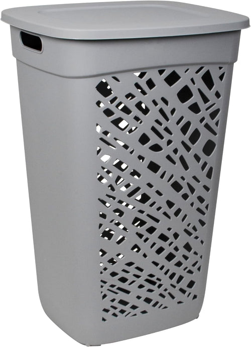 60L Dark Grey Laundry Hamper with Ventilated Mosaic Design & Lid