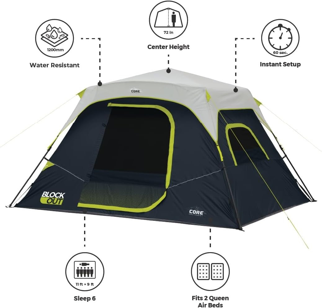 6 Person Blackout Pop Up Camping Tent Instant Cabin Family
