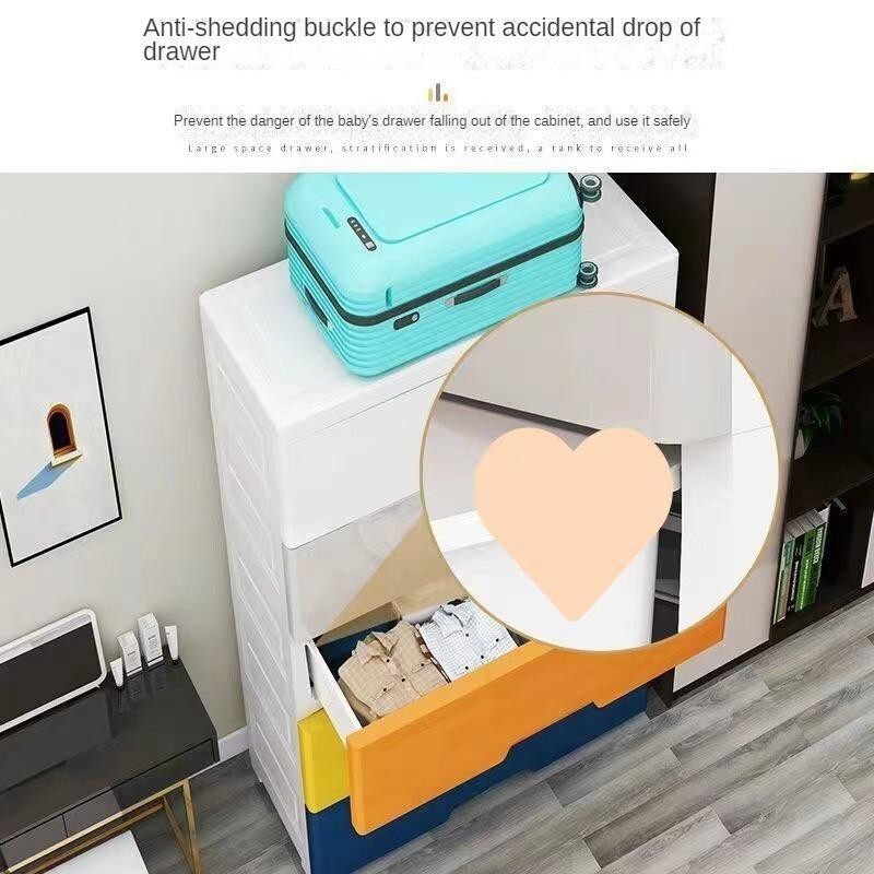 Multicolour 5 Drawer Plastic Storage Cabinet Clothes Box for Bedroom
