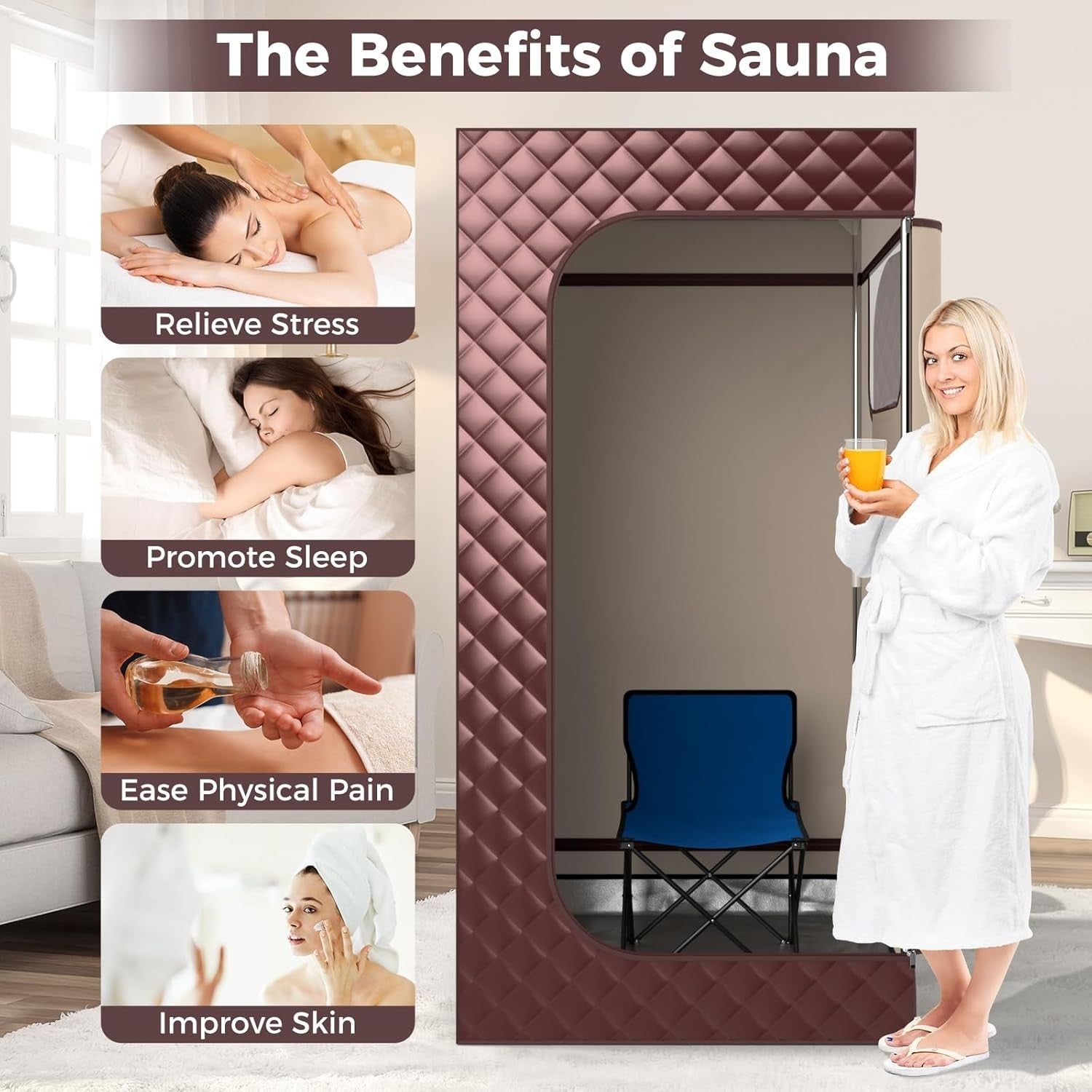 Portable Home Steam Sauna Tent w/ 3L Steamer & Remote Full Body Detox Spa