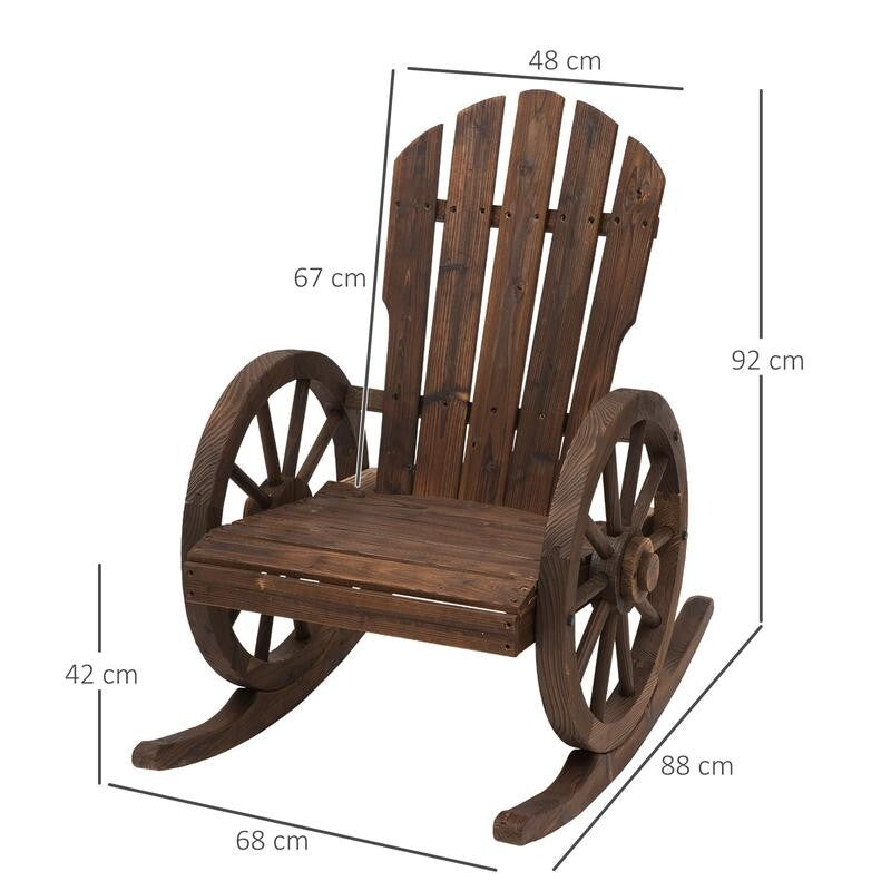 Wooden Garden Rocking Chair Outdoor Patio Porch Fir Wood Rocker Rustic Seat