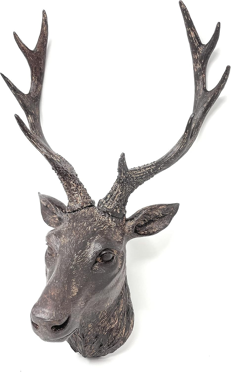 Large Resin Deer Stag Head Wall Mount – Vintage Reindeer Sculpture 47cm Antlers