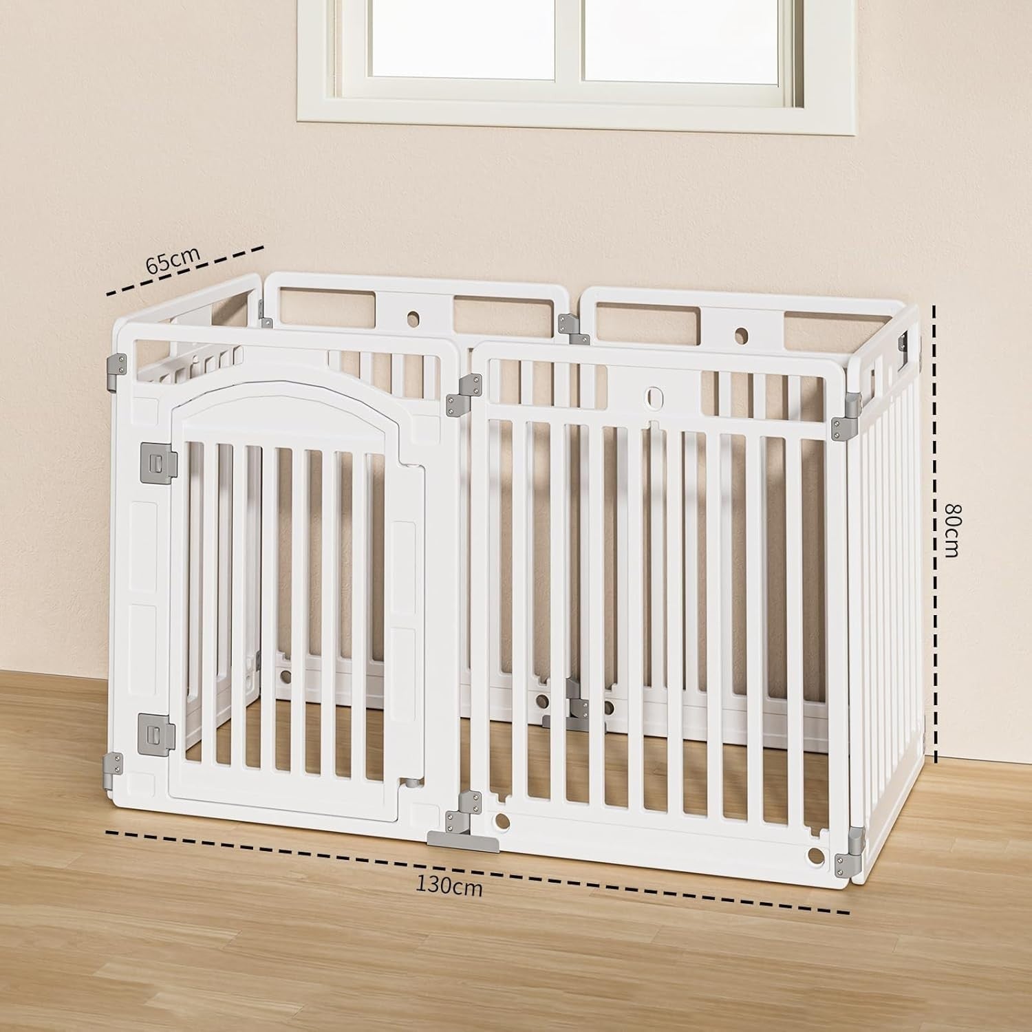 Foldable Puppy Playpen Indoor Dog Enclosure with Door 130x65x80cm
