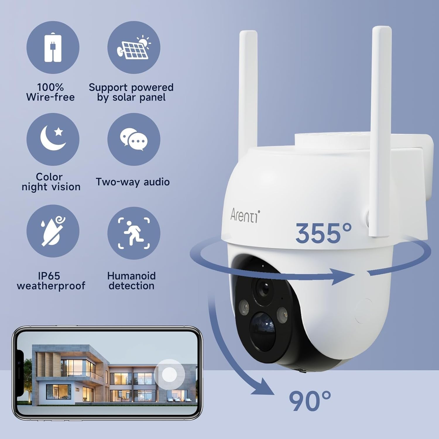 2K Wireless Solar Security Camera Outdoor Pan Tilt Colour Night Vision