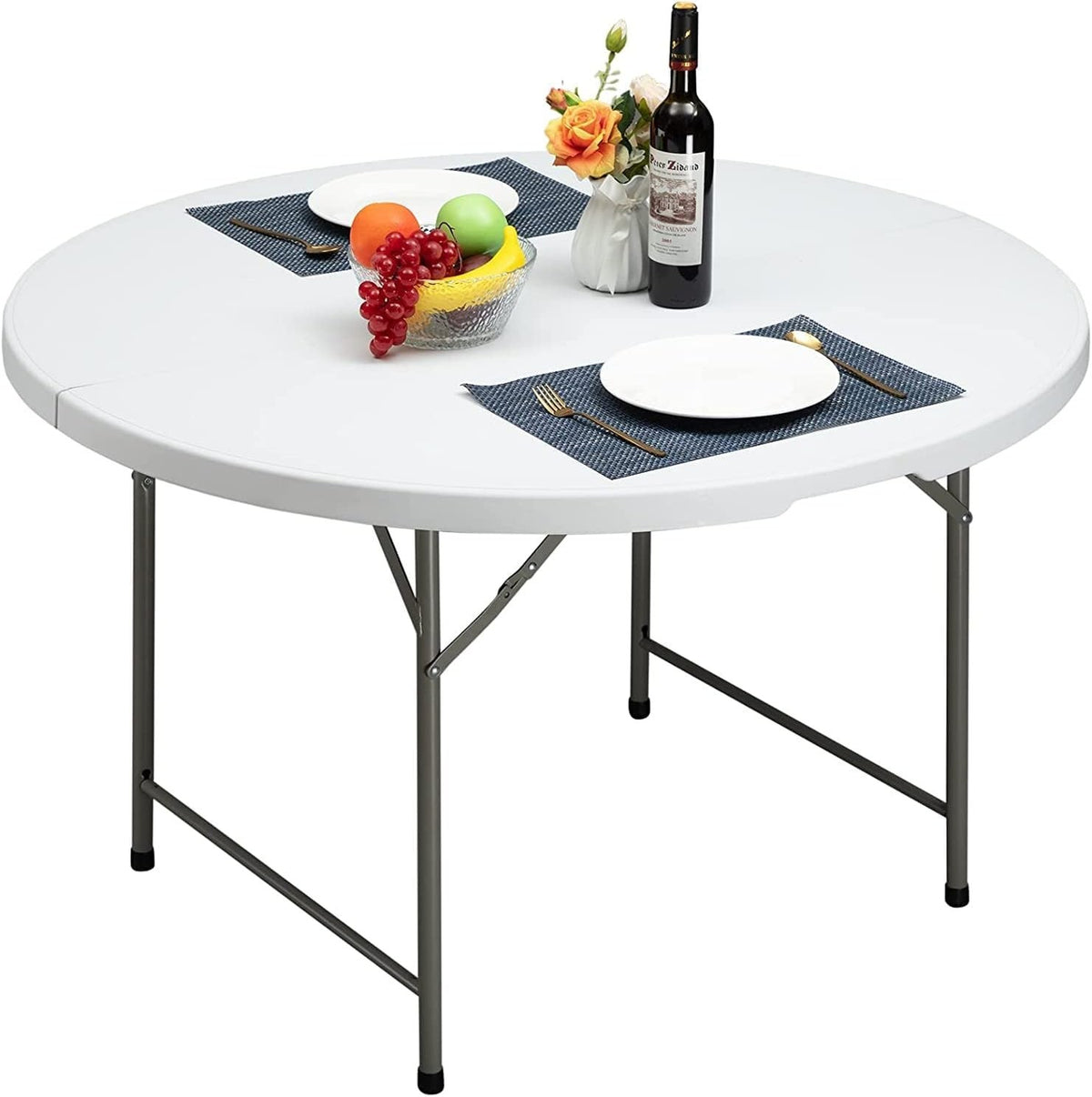 Round Folding 122cm Camping Table Outdoor Indoor Picnic BBQ Dining