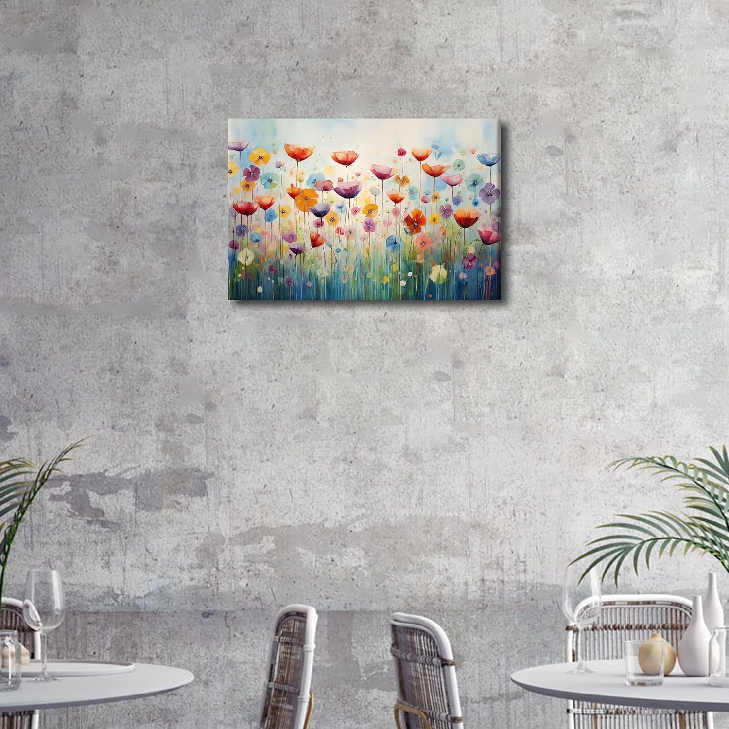 Blooming Canvas Wall Art Floral Abstract Painting 18x12in