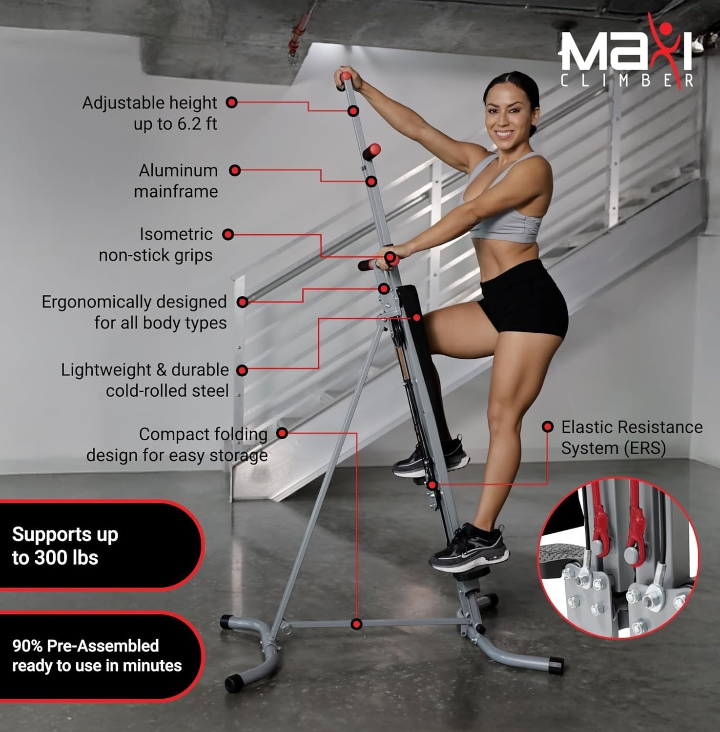 Foldable Vertical Climber Machine w/ Digital Counter, Height Adjust & Full-Body