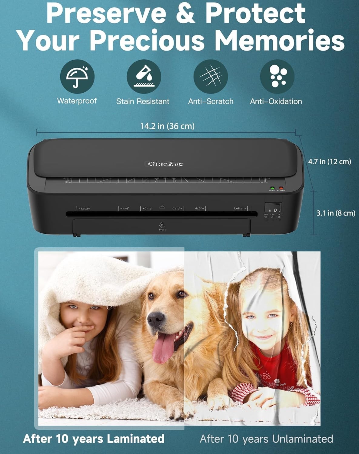 A4 Laminator Machine 11-in-1 Hot Cold Fast Anti Jam + 36 Pouches