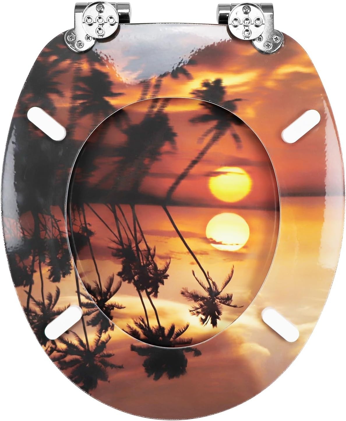 Soft Close Toilet Seat MDF Durable O Shape 43.5x37.5cm Patterned