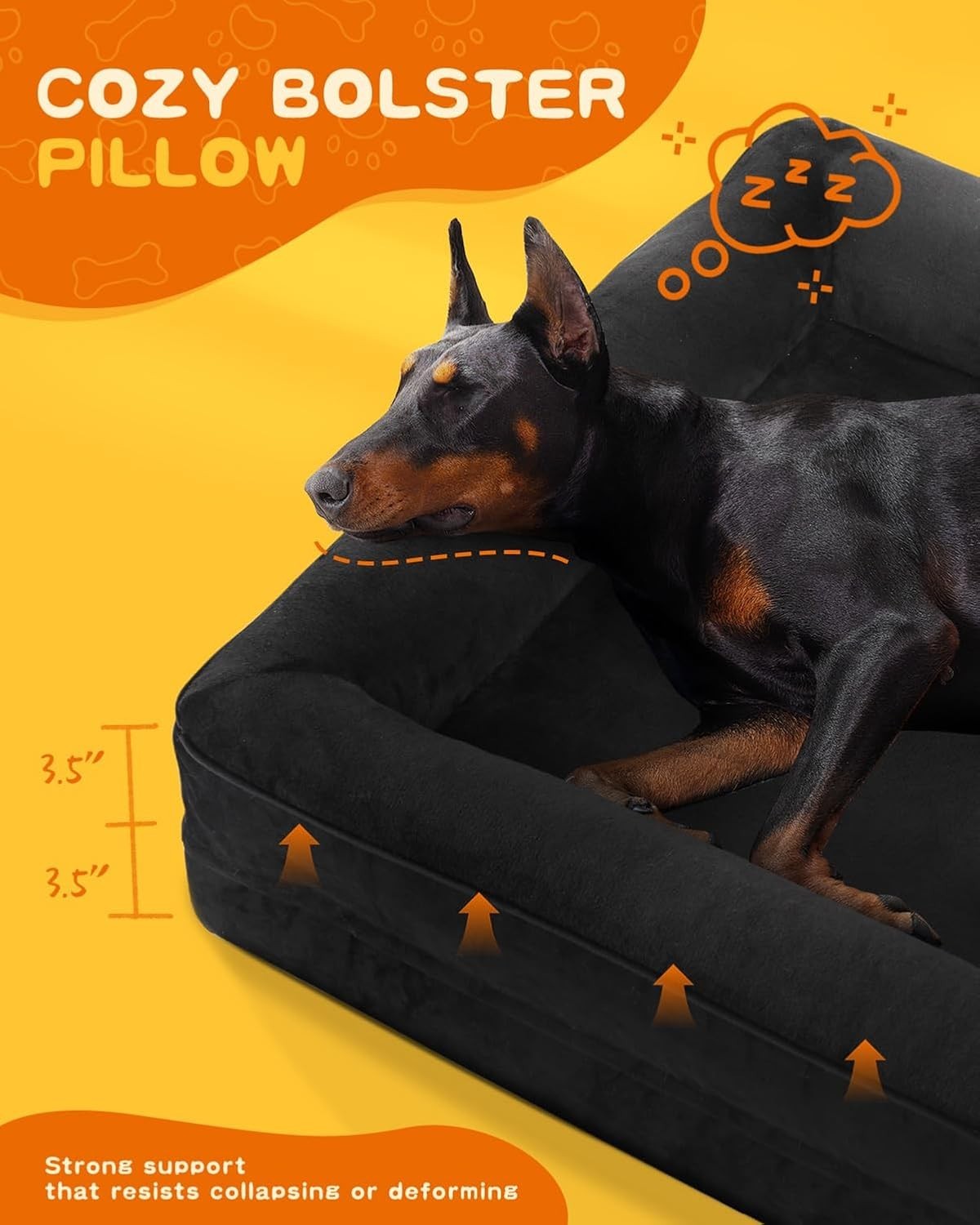 Large Orthopedic Dog Bed 91x61cm Waterproof Washable Black