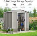 6x4FT Metal Garden Storage Shed with Vents, Sliding Door & Ramp, Weatherproof