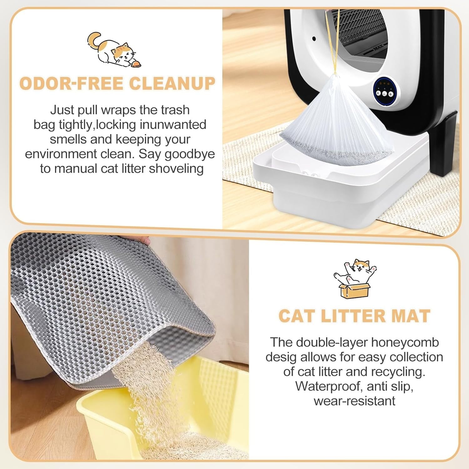 Self Cleaning Cat Litter Tray 72L Automatic Smart Litter Box APP Control