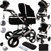 3-in-1 Baby Stroller Pram Travel System Car Seat Lightweight Foldable Black