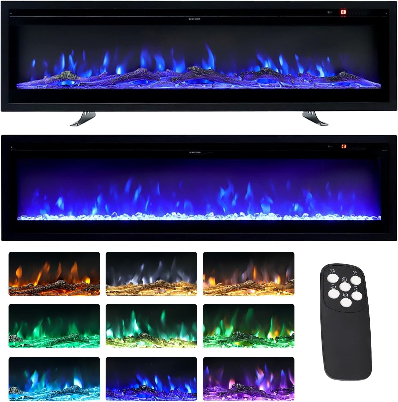 102cm Electric Fireplace Wall Mount/Recessed/Free Standing with Remote