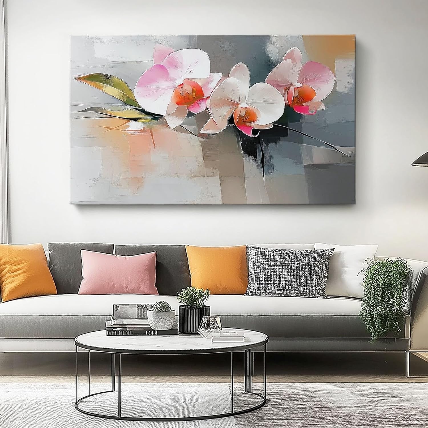 Pink Orchid Canvas Wall Art 30x20cm Modern Floral Decor