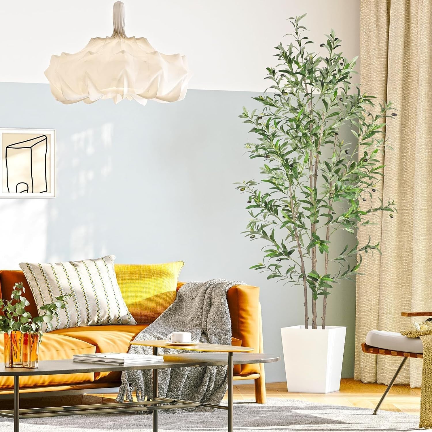 7ft Artificial Olive Tree Tall Faux Plant Realistic Leaves Indoor Home Decor